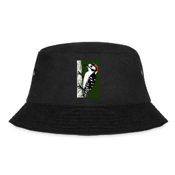 Pileated woodpecker red headed cool comic drawing - Bucket Hat - black - Front - Lela (165cm)