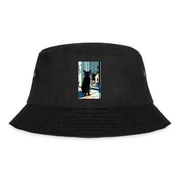 Domestic short haired cat during night - Bucket Hat - black - Front - Lela (165cm)