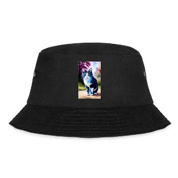 Domestic short haired cat looks at you - Bucket Hat - black - Front - Lela (165cm)
