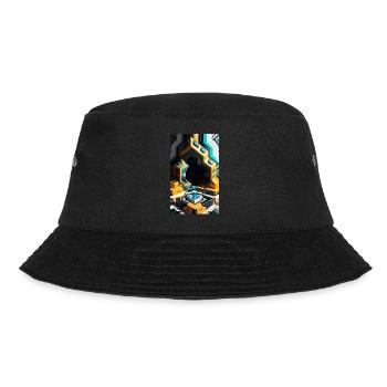 Fantastische Blöcke in einer 3D-Welt - Bucket Hat - Schwarz - Vorne - Lela (165cm)