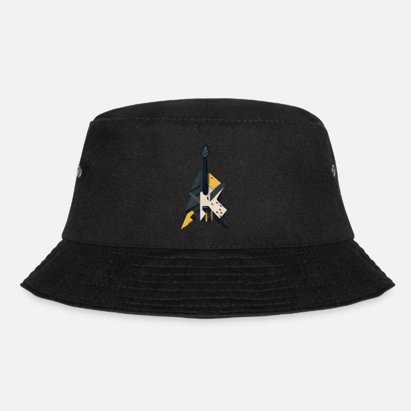 Geometric Guitar - Bucket Hat - black