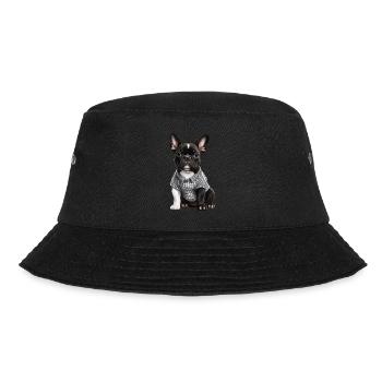 Niedliche Bulldogge Mops Hund - Bucket Hat - Schwarz - Vorne - Lela (165cm)