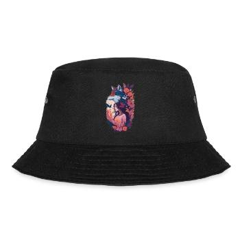 shewolfdaughter wolf wolves woman flowers - Bucket Hat - black - Front - Lela (165cm)