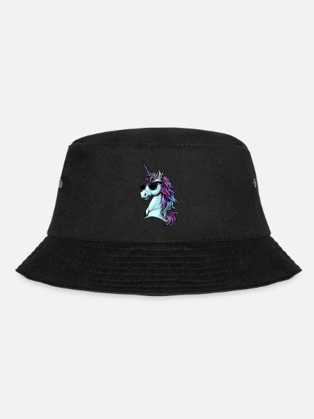 Cool Einhorn Portrait - Einhorn mit Sonnenbrille - Bucket Hat - Schwarz