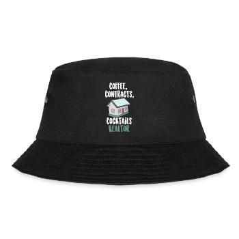 Kaffee Verträge Cocktails Immobilienmakler - Bucket Hat - Schwarz - Vorne - Lela (165cm)