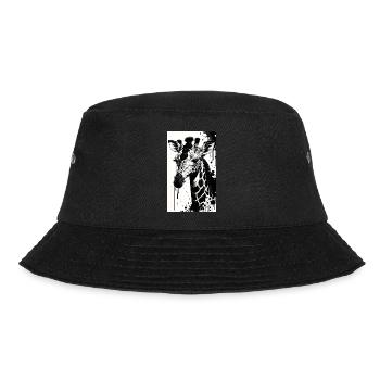 Giraffe: Sanfte Riesen - Bucket Hat - Schwarz - Vorne - Lela (165cm)