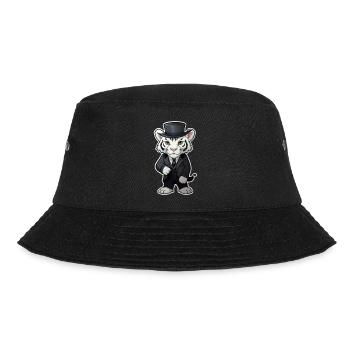cute white tiger wearing a black suit and hat - Bucket Hat - Schwarz - Vorne - Lela (165cm)