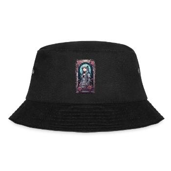 Aesthetic Goth Kawaii Anime Viktorianische Rosen - Bucket Hat - Schwarz - Vorne - Lela (165cm)