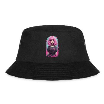 Pastel Goth Egirl Aesthetic Gothic Streetwear - Bucket Hat - black - Front - Lela (165cm)