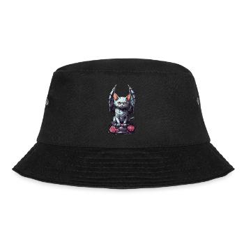 Gloomy Cat Demon Pastel Goth Roses Design - Bucket Hat - black - Front - Lela (165cm)