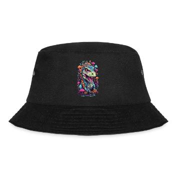Psychedelischer Dinosaurier Pilz Weirdcore Kunst - Bucket Hat - Schwarz - Vorne - Lela (165cm)