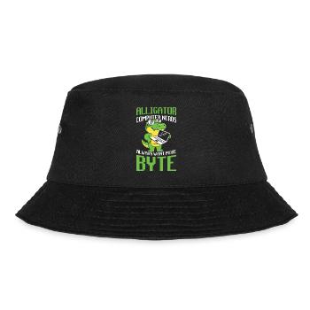 Alligator Computer Nerd Byte für Krokodil Fan - Bucket Hat - Schwarz - Vorne - Lela (165cm)