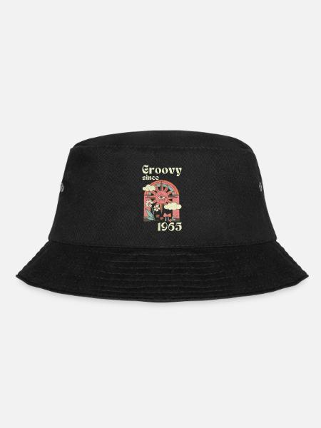 Groovy since 1965 mit Retro Grafik - Bucket Hat - Schwarz