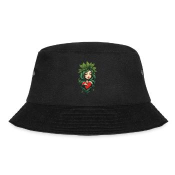 Plant Leaves Girl Heart Tattoo Streetwear - Bucket Hat - black - Front - Lela (165cm)