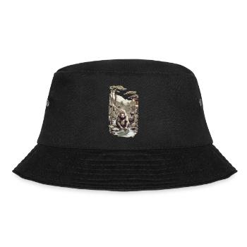 Japanmakake Ukiyo-E Affe in heißer Quelle Design - Bucket Hat - Schwarz - Vorne - Lela (165cm)