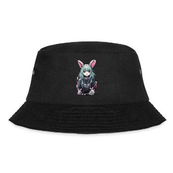 Anime Bunny Gothic e-Girl Vintage Design - Bucket Hat - Schwarz - Vorne - Lela (165cm)