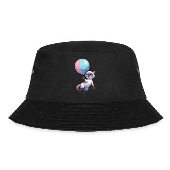 Katze mit Luftballon - Bucket Hat - Schwarz - Vorne - Lela (165cm)