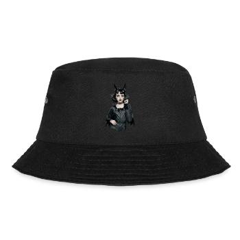 Retro Style Bat-themed Gothic für Gothik Fans - Bucket Hat - Schwarz - Vorne - Lela (165cm)