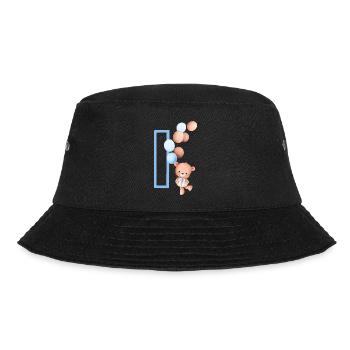 Blauer Buchstabe i Bär - Bucket Hat - Schwarz - Vorne - Lela (165cm)