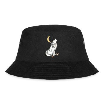 🌙🐺 Lone Wolf – Mystik & Natur T-Shirt - Bucket Hat - Schwarz - Vorne - Lela (165cm)