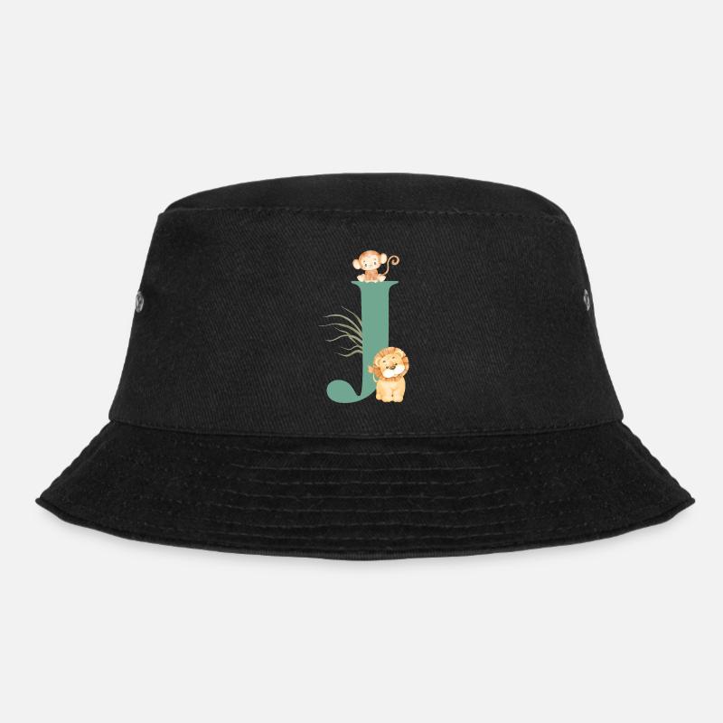 Buchstabe j grüne Dschungeltiere - Bucket Hat - Schwarz