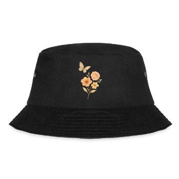 Pastel flowers with butterfly - Bucket Hat - black - Front - Lela (165cm)
