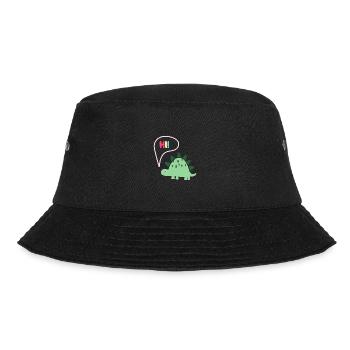 Hi Dino - Geschenkidee - Kindermode - Bucket Hat - Schwarz - Vorne - Lela (165cm)