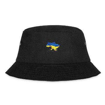 Ukraine Flagge in der Ukraine Landkarte EN - Bucket Hat - Schwarz - Vorne - Lela (165cm)
