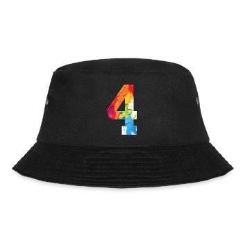 FARBIG NUMMER 4 BUNT 4. GEBURTSTAG - Bucket Hat - Schwarz - Vorne - Lela (165cm)