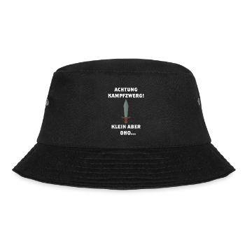 Achtung Kampfzwerg mit Schwert, klein aber oho... - Bucket Hat - Schwarz - Vorne - Lela (165cm)