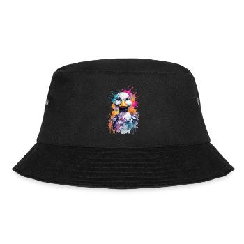 Duck Bird Farm in Watercolors. Illustration - Bucket Hat - black - Front - Lela (165cm)