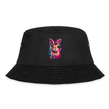 Kaninchen Cooler Hase Hase in buntem und coolem Design - Bucket Hat - Schwarz - Vorne - Lela (165cm)