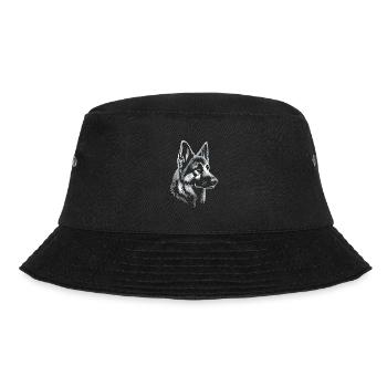 Deutscher Schäferhund Kopf silber - Bucket Hat - Schwarz - Vorne - Lela (165cm)