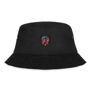 Yorkshire Terrier Hund Hipster Cool Party - Bucket Hat - Schwarz - Vorne - Lela (165cm)