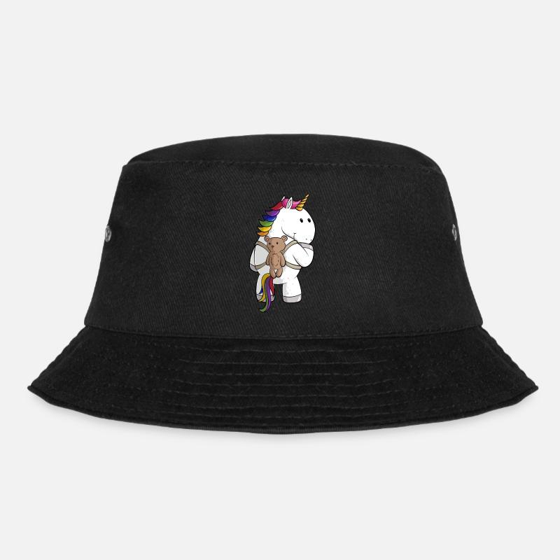 Comic Einhorn mit Rucksack - Bucket Hat - Schwarz