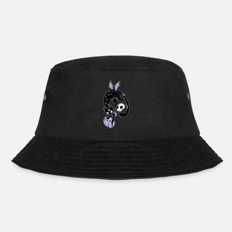 Kawaii Black Spynx Cat Black Metal Nu Goth - Bucket Hat - black