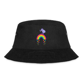 Kidcore Regenbogen Elefant Fahrrad Fahren Geschenk - Bucket Hat - Schwarz - Vorne - Lela (165cm)