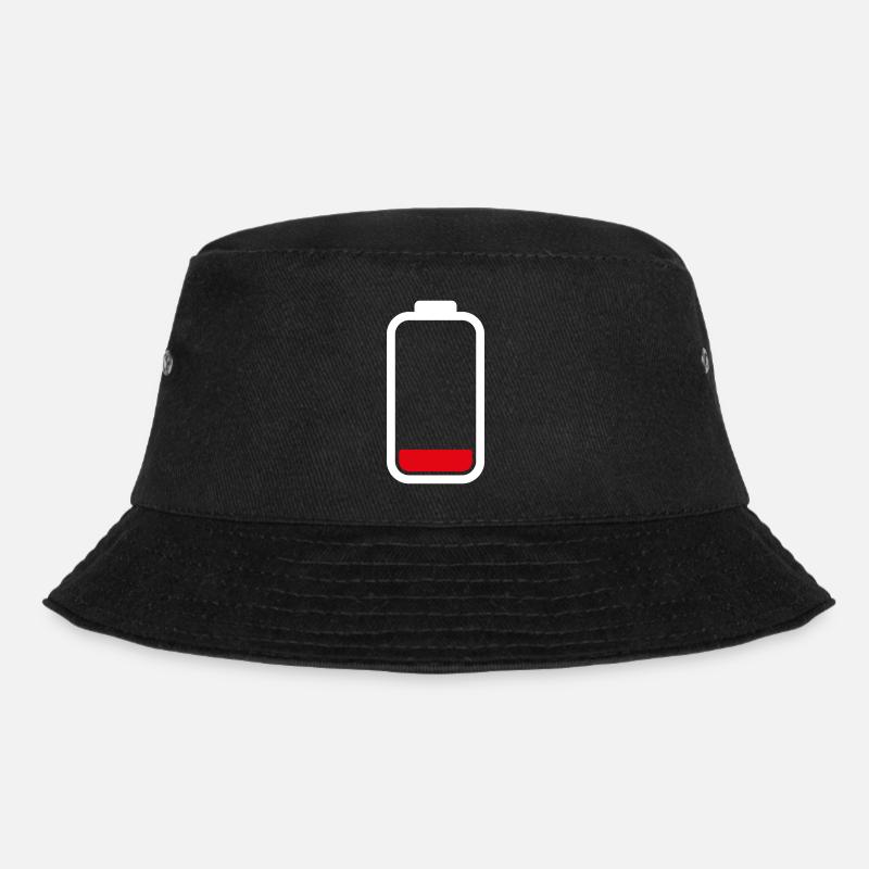 LOW BATTERY - White - Bucket Hat - Schwarz
