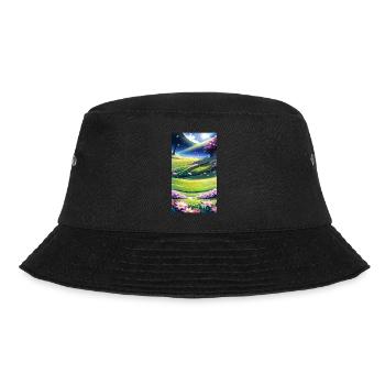 Landschaft mit 4 Bereichen, Generative KI - Bucket Hat - Schwarz - Vorne - Lela (165cm)