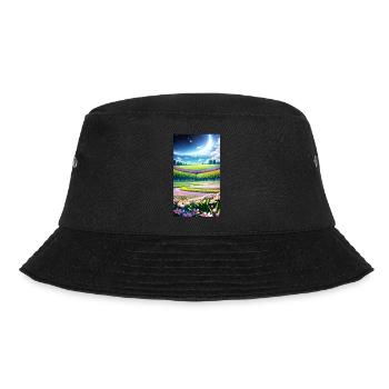 Landschaft mit 4 Bereichen, Generative KI - Bucket Hat - Schwarz - Vorne - Lela (165cm)