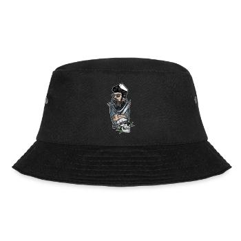 Metzger // Oldschool // Illustration - Bucket Hat - Schwarz - Vorne - Lela (165cm)