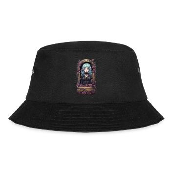 Kawaii Anime Goth Girl Vintage Design - Bucket Hat - black - Front - Lela (165cm)