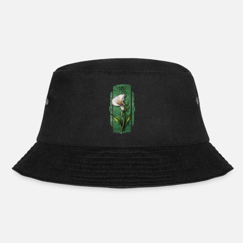 Elegante Blüten: Calla Lilie Blumendesign - Bucket Hat - Schwarz