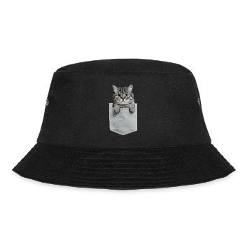 Britisch Kurzhaar Katze in der Tasche Geschenk - Bucket Hat - Schwarz - Vorne - Lela (165cm)
