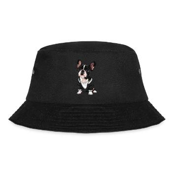 Niedliche Bulldogge Mops Hund - Bucket Hat - Schwarz - Vorne - Lela (165cm)