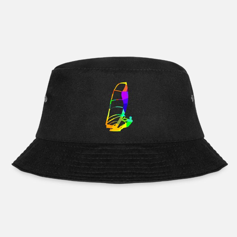 Wind Surfen Regenbogenfarben Sport - Bucket Hat - Schwarz