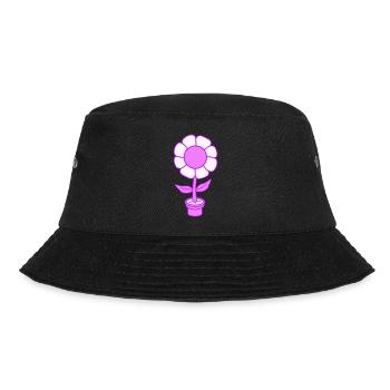 Small Pretty Happy Pink Flower Flower Pot - Bucket Hat - black - Front - Lela (165cm)