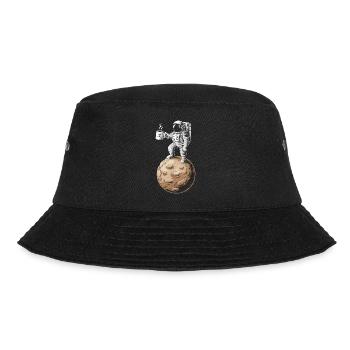 Retro Astronaut Drinking Coffee Planet - Bucket Hat - Schwarz - Vorne - Lela (165cm)