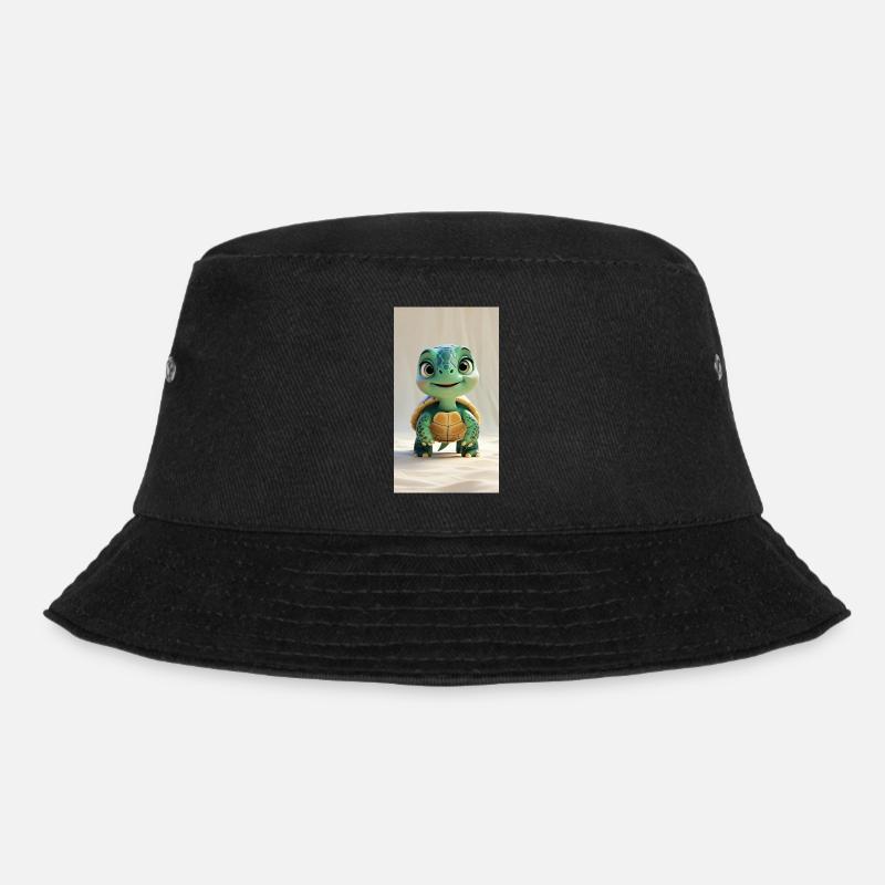 Skurrile 3D-animierte Schildkröte - Bucket Hat - Schwarz