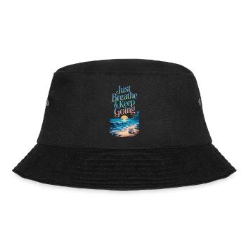 Strand-Motivation - Atme tief und geh weiter - Bucket Hat - Schwarz - Vorne - Lela (165cm)